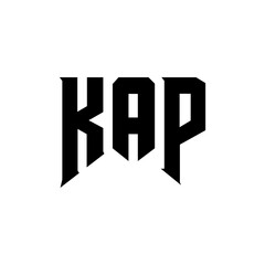 KAP letter logo design for technology company. KAP logo design black and white color combination. KAP logo, KAP vector, KAP design, KAP icon, KAP alphabet. KAP typography logo design.