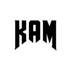 KAM letter logo design for technology company. KAM logo design black and white color combination. KAM logo, KAM vector, KAM design, KAM icon, KAM alphabet. KAM typography logo design.