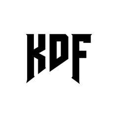KDF letter logo design for technology company. KDF logo design black and white color combination. KDF logo, KDF vector, KDF design, KDF icon, KDF alphabet. KDF typography logo design.