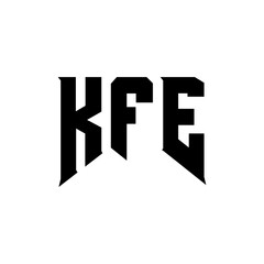 KFE letter logo design for technology company. KFE logo design black and white color combination. KFE logo, KFE vector, KFE design, KFE icon, KFE alphabet. KFE typography logo design.