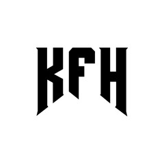 KFH letter logo design for technology company. KFH logo design black and white color combination. KFH logo, KFH vector, KFH design, KFH icon, KFH alphabet. KFH typography logo design.