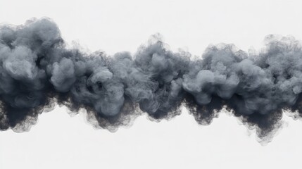A Somber, Swirling Mass Of Dark Grey Smoke, A Melancholic Cloud Formation Against A Stark White Backdrop
