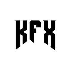 KFX letter logo design for technology company. KFX logo design black and white color combination. KFX logo, KFX vector, KFX design, KFX icon, KFX alphabet. KFX typography logo design.