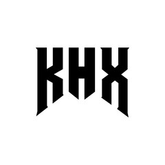 KHX letter logo design for technology company. KHX logo design black and white color combination. KHX logo, KHX vector, KHX design, KHX icon, KHX alphabet. KHX typography logo design.