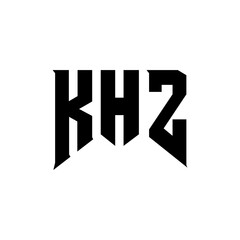 KHZ letter logo design for technology company. KHZ logo design black and white color combination. KHZ logo, KHZ vector, KHZ design, KHZ icon, KHZ alphabet. KHZ typography logo design.