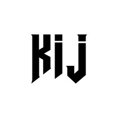 KIJ letter logo design for technology company. KIJ logo design black and white color combination. KIJ logo, KIJ vector, KIJ design, KIJ icon, KIJ alphabet. KIJ typography logo design.