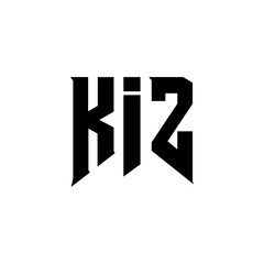 KIZ letter logo design for technology company. KIZ logo design black and white color combination. KIZ logo, KIZ vector, KIZ design, KIZ icon, KIZ alphabet. KIZ typography logo design.
