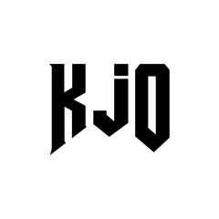 KJO letter logo design for technology company. KJO logo design black and white color combination. KJO logo, KJO vector, KJO design, KJO icon, KJO alphabet. KJO typography logo design.
