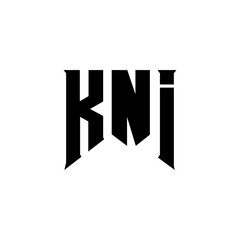 KNI letter logo design for technology company. KNI logo design black and white color combination. KNI logo, KNI vector, KNI design, KNI icon, KNI alphabet. KNI typography logo design.