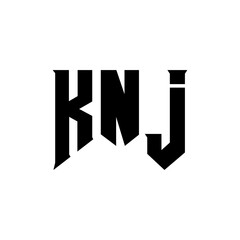 KNJ letter logo design for technology company. KNJ logo design black and white color combination. KNJ logo, KNJ vector, KNJ design, KNJ icon, KNJ alphabet. KNJ typography logo design.
