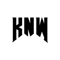 KNW letter logo design for technology company. KNW logo design black and white color combination. KNW logo, KNW vector, KNW design, KNW icon, KNW alphabet. KNW typography logo design.
