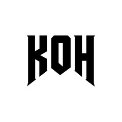 KOH letter logo design for technology company. KOH logo design black and white color combination. KOH logo, KOH vector, KOH design, KOH icon, KOH alphabet. KOH typography logo design.