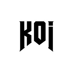 KOI letter logo design for technology company. KOI logo design black and white color combination. KOI logo, KOI vector, KOI design, KOI icon, KOI alphabet. KOI typography logo design.