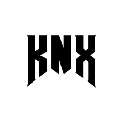 KNX letter logo design for technology company. KNX logo design black and white color combination. KNX logo, KNX vector, KNX design, KNX icon, KNX alphabet. KNX typography logo design.