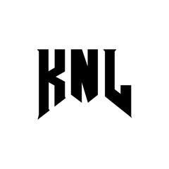 KNL letter logo design for technology company. KNL logo design black and white color combination. KNL logo, KNL vector, KNL design, KNL icon, KNL alphabet. KNL typography logo design.