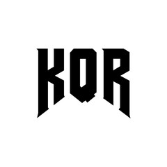 KQR letter logo design for technology company. KQR logo design black and white color combination. KQR logo, KQR vector, KQR design, KQR icon, KQR alphabet. KQR typography logo design.