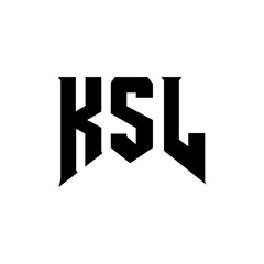 KSL letter logo design for technology company. KSL logo design black and white color combination. KSL logo, KSL vector, KSL design, KSL icon, KSL alphabet. KSL typography logo design.