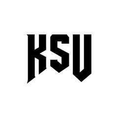 KSU letter logo design for technology company. KSU logo design black and white color combination. KSU logo, KSU vector, KSU design, KSU icon, KSU alphabet. KSU typography logo design.