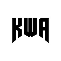 KWA letter logo design for technology company. KWA logo design black and white color combination. KWA logo, KWA vector, KWA design, KWA icon, KWA alphabet. KWA typography logo design.