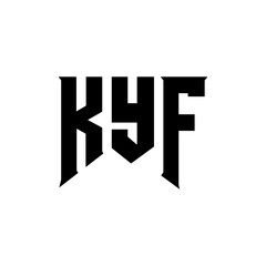 KYF letter logo design for technology company. KYF logo design black and white color combination. KYF logo, KYF vector, KYF design, KYF icon, KYF alphabet. KYF typography logo design.