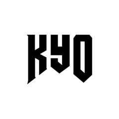 KYO letter logo design for technology company. KYO logo design black and white color combination. KYO logo, KYO vector, KYO design, KYO icon, KYO alphabet. KYO typography logo design.