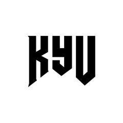 KYU letter logo design for technology company. KYU logo design black and white color combination. KYU logo, KYU vector, KYU design, KYU icon, KYU alphabet. KYU typography logo design.
