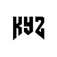 KYZ letter logo design for technology company. KYZ logo design black and white color combination. KYZ logo, KYZ vector, KYZ design, KYZ icon, KYZ alphabet. KYZ typography logo design.