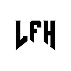 LFH letter logo design for technology company. LFH logo design black and white color combination. LFH logo, LFH vector, LFH design, LFH icon, LFH alphabet. LFH typography logo design.