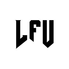 LFU letter logo design for technology company. LFU logo design black and white color combination. LFU logo, LFU vector, LFU design, LFU icon, LFU alphabet. LFU typography logo design.