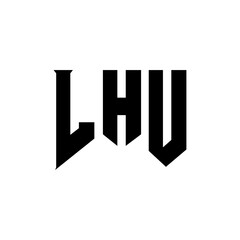 LHU letter logo design for technology company. LHU logo design black and white color combination. LHU logo, LHU vector, LHU design, LHU icon, LHU alphabet. LHU typography logo design.