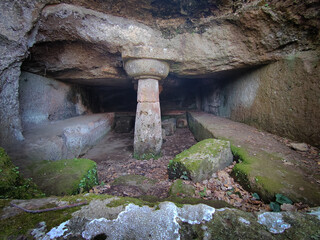Entrance of a tomb in the Etruscan necropolis of Cerveteri  in Lazio, Italy