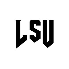 LSU letter logo design for technology company. LSU logo design black and white color combination. LSU logo, LSU vector, LSU design, LSU icon, LSU alphabet. LSU typography logo design.