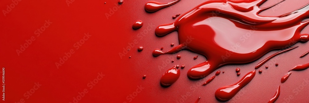 Aufkleber A red liquid with a splash of it on a red background