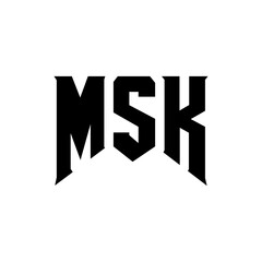MSK letter logo design for technology company. MSK logo design black and white color combination. MSK logo, MSK vector, MSK design, MSK icon, MSK alphabet. MSK typography logo design.
