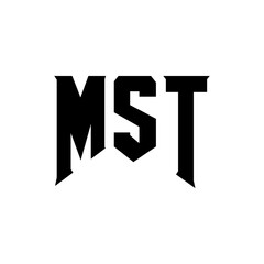 MST letter logo design for technology company. MST logo design black and white color combination. MST logo, MST vector, MST design, MST icon, MST alphabet. MST typography logo design.