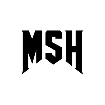 MSH letter logo design for technology company. MSH logo design black and white color combination. MSH logo, MSH vector, MSH design, MSH icon, MSH alphabet. MSH typography logo design.