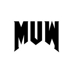 MUW letter logo design for technology company. MUW logo design black and white color combination. MUW logo, MUW vector, MUW design, MUW icon, MUW alphabet. MUW typography logo design.