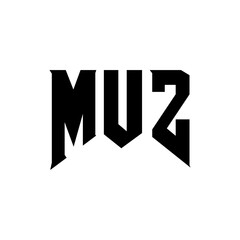 MUZ letter logo design for technology company. MUZ logo design black and white color combination. MUZ logo, MUZ vector, MUZ design, MUZ icon, MUZ alphabet. MUZ typography logo design.