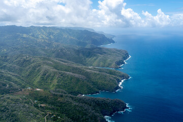 Aerial view of Hiva Oa island in the Marquesas, French Polynesia