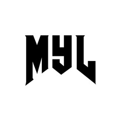 MYL letter logo design for technology company. MYL logo design black and white color combination. MYL logo, MYL vector, MYL design, MYL icon, MYL alphabet. MYL typography logo design.