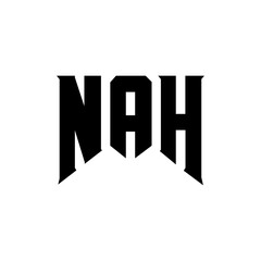 NAH letter logo design for technology company. NAH logo design black and white color combination. NAH logo, NAH vector, NAH design, NAH icon, NAH alphabet. NAH typography logo design.