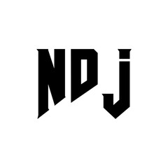 NDJ letter logo design for technology company. NDJ logo design black and white color combination. NDJ logo, NDJ vector, NDJ design, NDJ icon, NDJ alphabet. NDJ typography logo design.