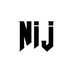 NIJ letter logo design for technology company. NIJ logo design black and white color combination. NIJ logo, NIJ vector, NIJ design, NIJ icon, NIJ alphabet. NIJ typography logo design.