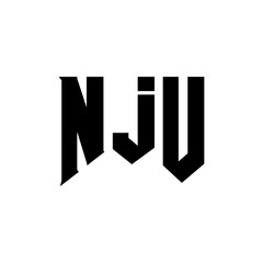 NJU letter logo design for technology company. NJU logo design black and white color combination. NJU logo, NJU vector, NJU design, NJU icon, NJU alphabet. NJU typography logo design.