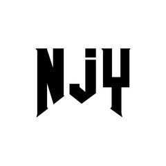 NJY letter logo design for technology company. NJY logo design black and white color combination. NJY logo, NJY vector, NJY design, NJY icon, NJY alphabet. NJY typography logo design.