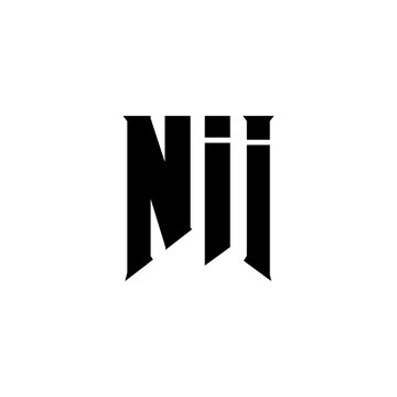 NII letter logo design for technology company. NII logo design black and white color combination. NII logo, NII vector, NII design, NII icon, NII alphabet. NII typography logo design.
