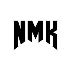 NMK letter logo design for technology company. NMK logo design black and white color combination. NMK logo, NMK vector, NMK design, NMK icon, NMK alphabet. NMK typography logo design.