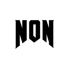 NON letter logo design for technology company. NON logo design black and white color combination. NON logo, NON vector, NON design, NON icon, NON alphabet. NON typography logo design.