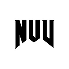 NUV letter logo design for technology company. NUV logo design black and white color combination. NUV logo, NUV vector, NUV design, NUV icon, NUV alphabet. NUV typography logo design.