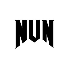 NUN letter logo design for technology company. NUN logo design black and white color combination. NUN logo, NUN vector, NUN design, NUN icon, NUN alphabet. NUN typography logo design.